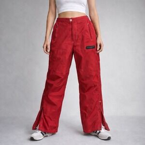 Calvin Klein Red Wide-Leg Track Pants with Side Zips